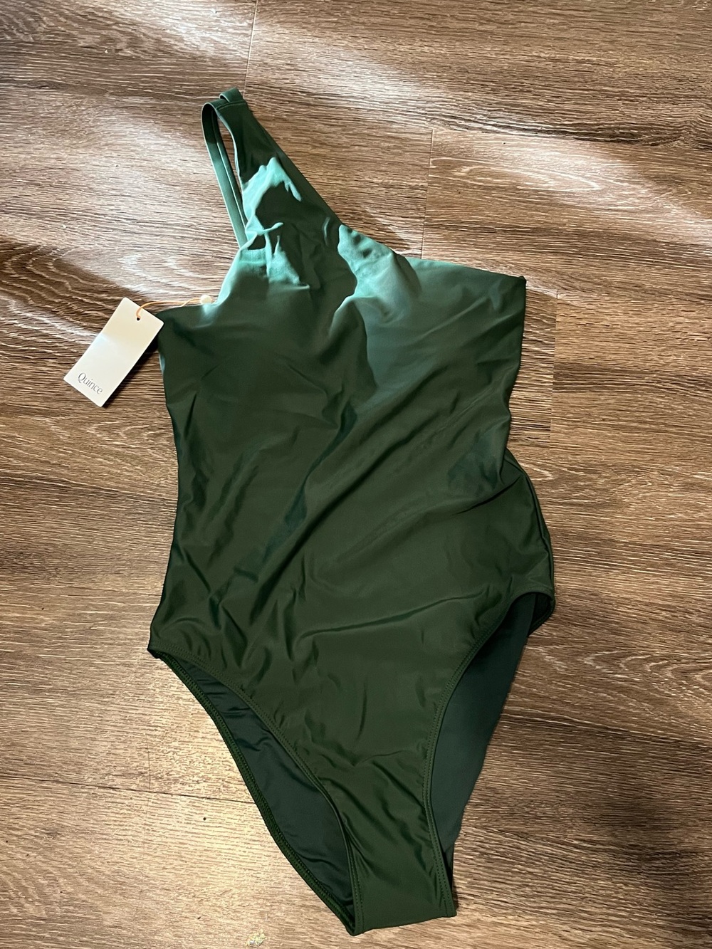 Quince Italian One Shoulder One-Piece Swimsuit in Palm Green Size Small - Picture 4 of 9